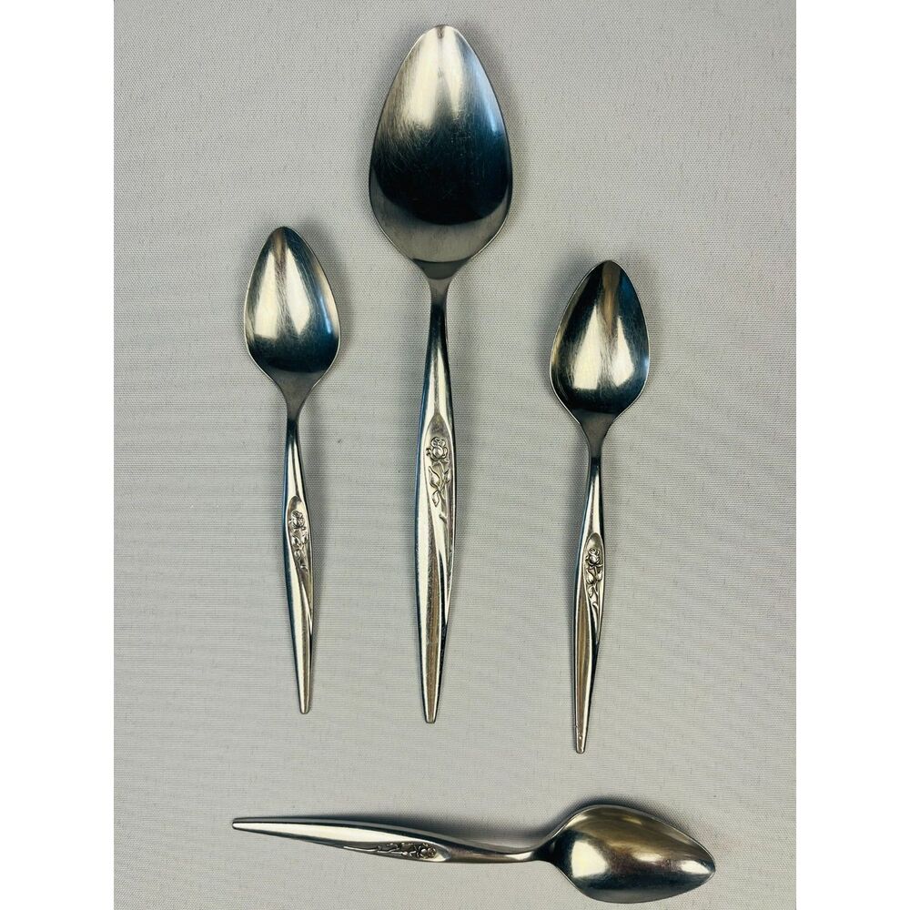 VTG Oneida Lasting Rose Teaspoons (3) Serving Spoon Stainless Steel Mid Century
